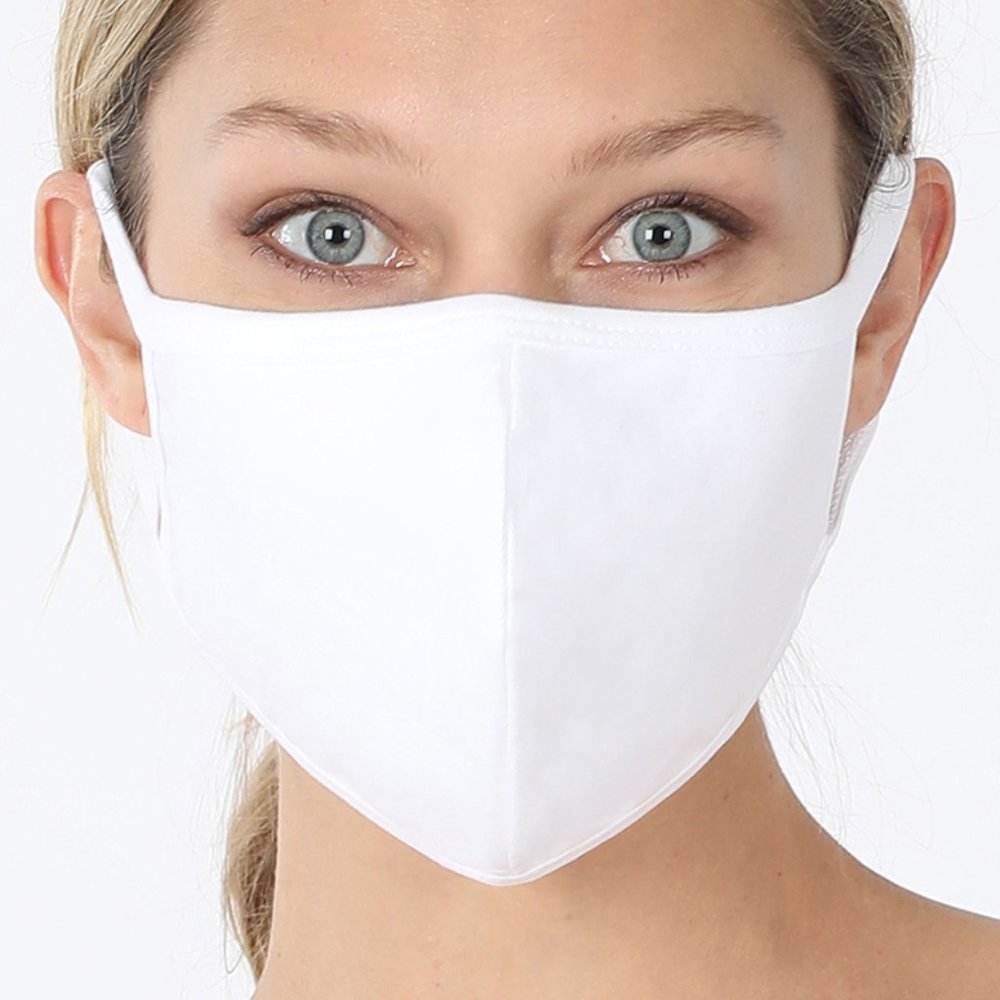 White Cotton Face Mask with Filter Pocket